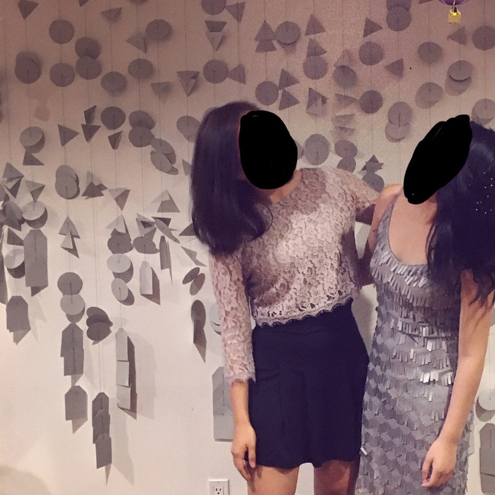 Aritzia Babaton Purple Lace Cropped Shirt